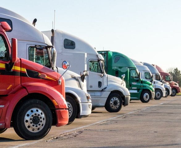 Semi trucks lined up, DOT physical exams in Hastings NE